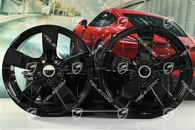 20" Komplet felg Carrera Sport, 8,5J x 20 ET57 + 10,5J x 20 ET51, czarny wysoki połysk