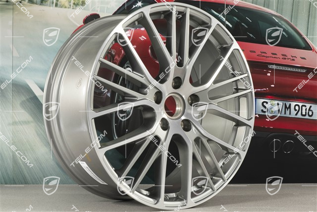 21-inch wheel rim set Panamera Exclusive Design Sport, 9,5J x 21 ET71 + 10,5J x 21 ET71, in Platinum silver metallic