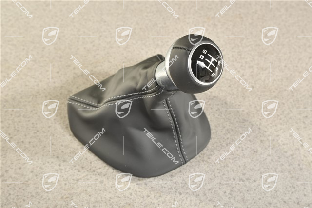 Schalthebelknopf, Schwarz, Leder, 5-gang schaltgetriebe