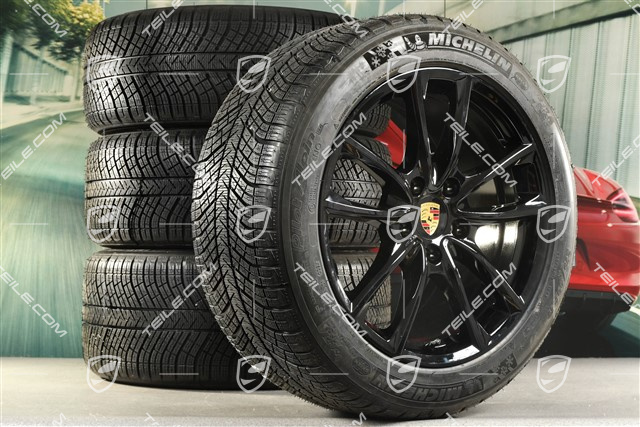 19-inch winter wheels set "Panamera S", rims 9J x 19 ET64 + 10,5 J x 19 ET62 + NEW Michelin Pilot Alpin 4 winter tyres 265/45 R19 + 295/40 R19, black high gloss