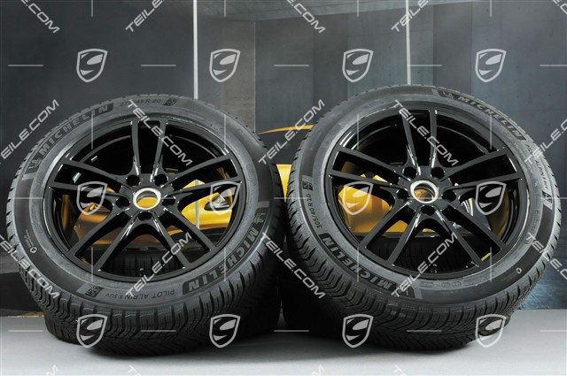 20-inch Cayenne Sport winter wheel set, rims 9J x 20 ET50 + 10,5J x 20 ET64 + Michelin winter tyres 275/45 R20 + 305/40 R20, with TPMS, black high-gloss