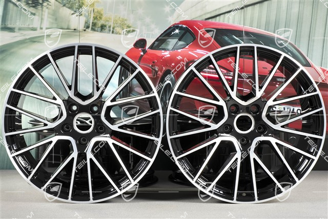 21-inch wheel rim set Cayenne RS Spyder, 11J x 21 ET49 + 9,5J x 21 ET46, for Cayenne Coupé, black high gloss
