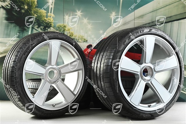 20-inch + 21-inch Sport Classic "911 Turbo 50 Years" summer wheel set, rims 9,5J x 20 ET44 + 12J x 21 ET70 + NEW Pirelli summer tyres 255/35 R20 + 315/30 R21, white high gloss