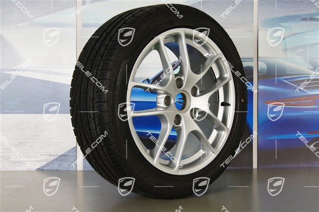 18" Winterräder Satz "Cayman", Felgen 8J x 18 ET57 + 9J x 18 ET47 + Winterreifen Pirelli SottoZero2 N0 235/45 R18 + 265/45 R18, mit RDK-Sensoren