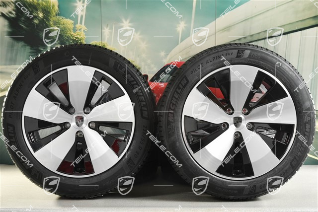 20-inch Macan winter wheel set, rims 7,5J x 20 ET32 + 10J x 20 ET49 + NEW Michelin Pilot Alpin 5 SUV winter tyres 235/55 R20 + 285/45 R20, black high gloss