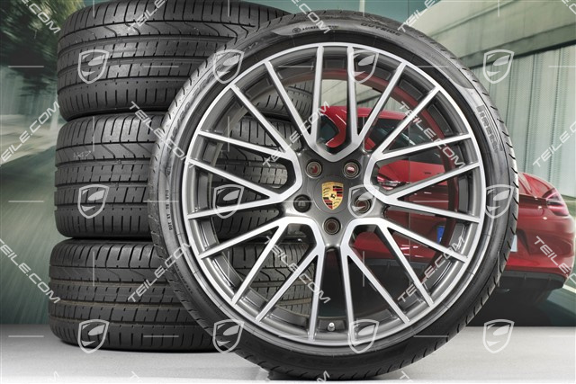 22-inch Cayenne Coupé RS Spyder summer wheel set, rims 10J x 22 ET48 + 11,5J x 22 ET52 + NEW Pirelli P Zero summer tyres 285/35 R22 + 315/30 R22, with TPMS