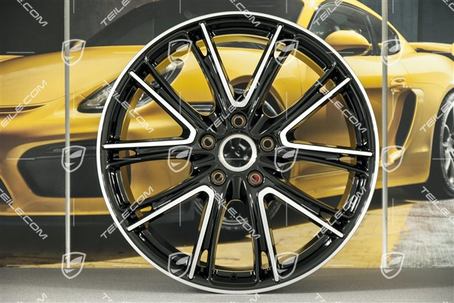 21" Komplet felg Panamera Exclusive, 9,5J x 21 ET71 + 11,5J x 21 ET69, czarny wysoki połysk