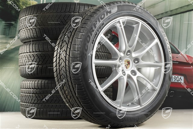 20" Cayenne Design Winterräder Satz, Felgen 9J x 20 ET50 + 10,5J x 20 ET64 + Pirelli Winterreifen 275/45 R20 + 305/40 R20, mit RDK-Sensoren