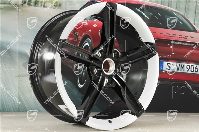 21" Mission E design wheel rim, 9.5J x 21 ET60, high-gloss black/Carrara white metallic