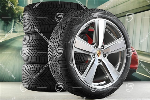 22" Winterräder Cayenne Exclusive Design Sport, Felgen 10J x 22 ET48 +11,5J x 22 ET61 + NEUE Pirelli Winterreifen 285/40 R22 + 315/35 R22, in Platinsilber