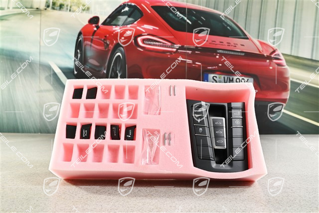 Control panel / switchboard centre console, sliding roof, coupe, black matte/ hi-gloss chrome