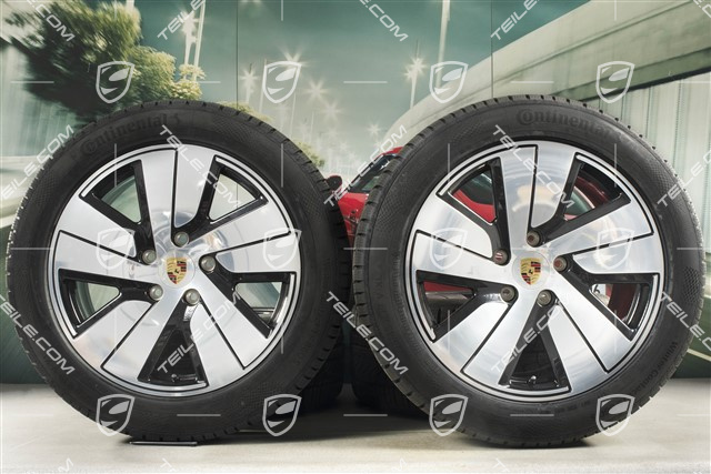 19" Taycan S winter wheel set, rims 8J x 19 ET50 + 10J x 19 ET47, Continental winter tyres 225/55 R19 + 275/45 R19