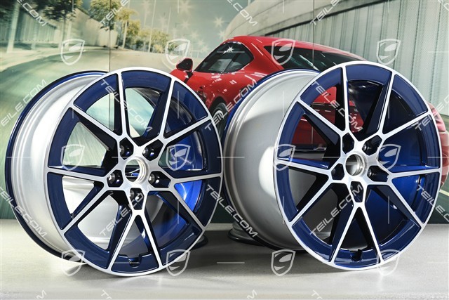 20+21" Carrera S Felgensatz, 8,5J x20 ET50 + 11,5J x 21 ET79, Enzian Blau