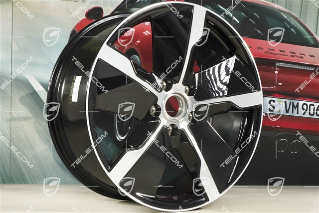 21" Felge Taycan Exclusive Design, 9,5J x 21 ET60, vorn,  schwarz hochglanz, L