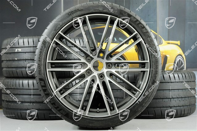 21" Koła letnie Turbo IV, felgi 9,5J x 21 ET71 + 11,5J x 21 ET69 + NOWE opony letnie Michelin 275/35 ZR21 + 325/30 ZR21, z czujnikami ciśnienia, tylko do Turbo S E-Hybrid