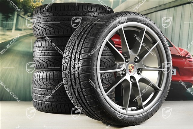 20-inch Carrera S III winter wheel set, 8,5J x 20 ET51 + 11J x 20 ET70, Pirelli winter tyres 245/35 ZR20 + 295/30 ZR20, Platinum, without TPMS