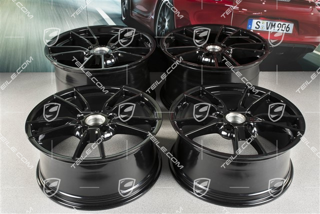 19+20" wheel rim set Carrera, rims: front 8,5J x 19 ET52 + rear 11J x 20 ET66, black high gloss