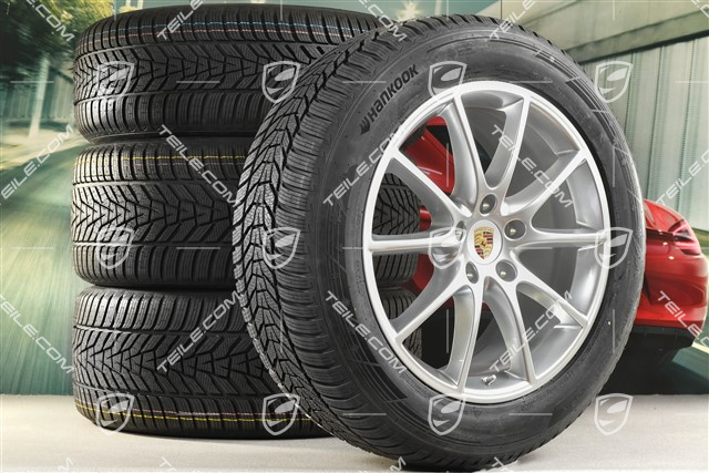 20-inch Cayenne Design winter wheel set, rims 9J x 20 ET50 + 10,5J x 20 ET64 + NEW Hankook winter tyres 255/55 R20 + 295/45 R20, with TPMS