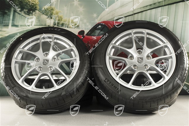 18" Cayman III summer wheels set, rims 8J x 18 ET57 + 9,5J x 18 ET49, Pirelli P Zero summer tires 235/45 R18 + 265/45 R18