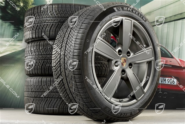 20-inch Cayenne COUPE Sport Classic winter wheel set, rims 9J x 20 ET50 + 10,5J x 20 ET55 + NEW Michelin winter tyres 275/45 R20 + 305/40 R20, with TPMS, Platinum satin mat