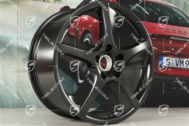 20-inch Cayenne SportTechno wheel set, front 9-inch + rear 10-inch, black satin mat
