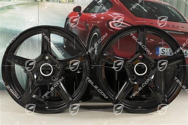 18-inch wheel rim set "Boxster", 8J x 18 ET57 + 9J x 18 ET47, black high gloss