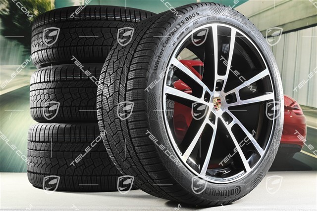 22" Winterräder Sport Design, Felgen 10J x 22 ET48 +11,5J x 22 ET52 + Continental Winterreifen 285/40 R22 + 315/35 R22, in Schwarz Hochglanz