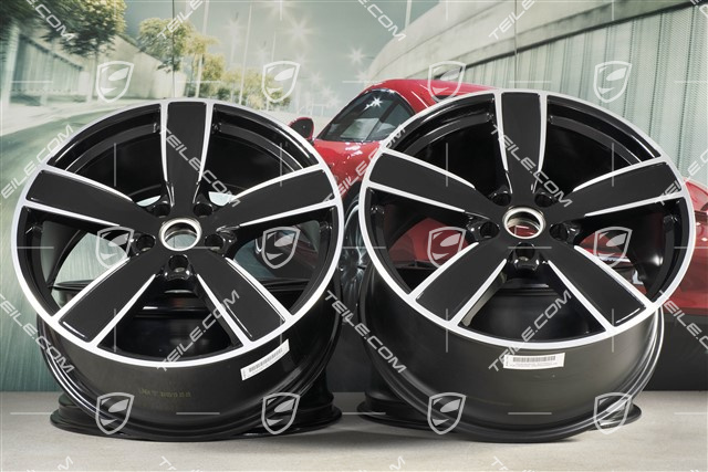 22-inch wheel rim set, Cayenne Sport Classic, 10J x 22 ET48 + 11,5J x 22 ET61, Jet Black Metallic