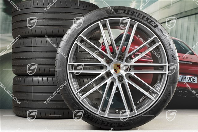 21" Turbo IV Sommerräder, Felgen 9,5J x 21 ET71 + 11,5J x 21 ET69 + Michelin Sommerreifen 275/35 ZR21 + 325/30 ZR21, mit RDK-Sensoren, nur für Turbo S E-Hybrid