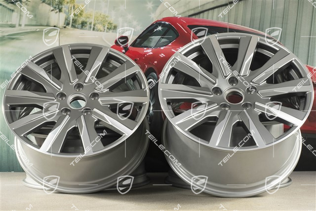 20-inch Taycan Tequipment Design wheel rim set, 9J x 20 ET54 + 11J x 20 ET60, platin silver