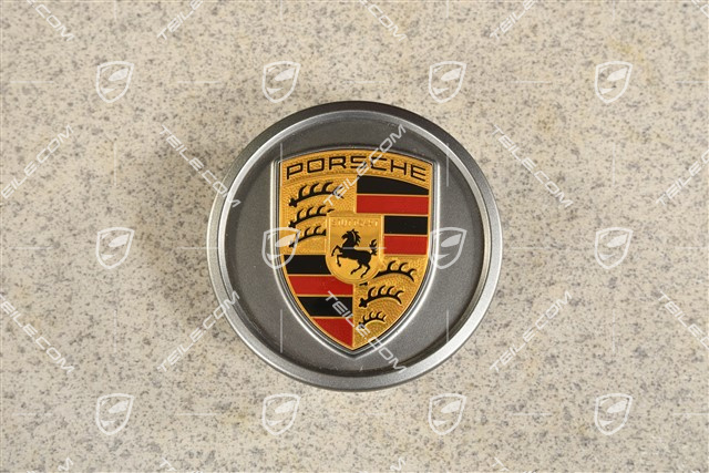 Wheel hub cap, crest coloured, Platinum satin matt/ Platinum satin matt outer ring