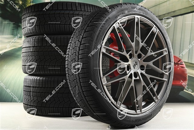 22" Macan RS Spyder Design Winterräder Satz, Felgen 9J x 22 ET29 + 11J x 22 ET47 + Continental Winterreifen 255/40 R22 + 295/35 R22, in Turbonit