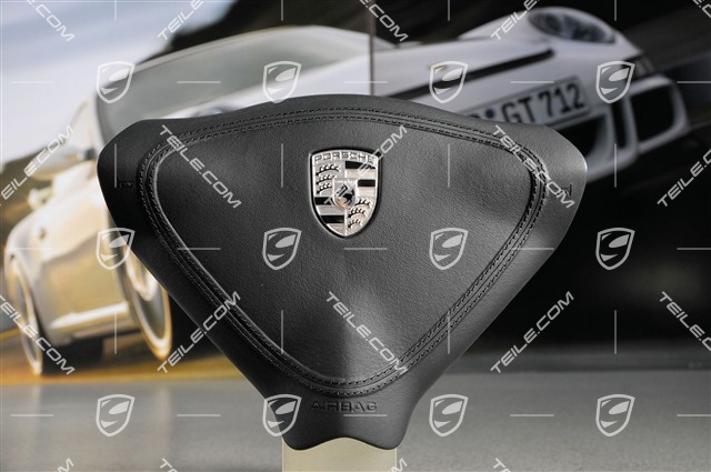 Airbag, 3-Speichen, Leder, schwarz, mit silbernem Wappen Airbag, 3-Speichen, Leder, schwarz, mit silbernem Wappen