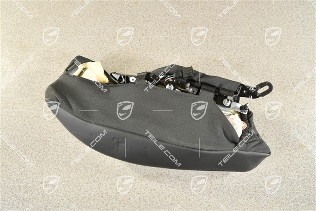 Rear backrest side part, with airbag,  leather, black, R