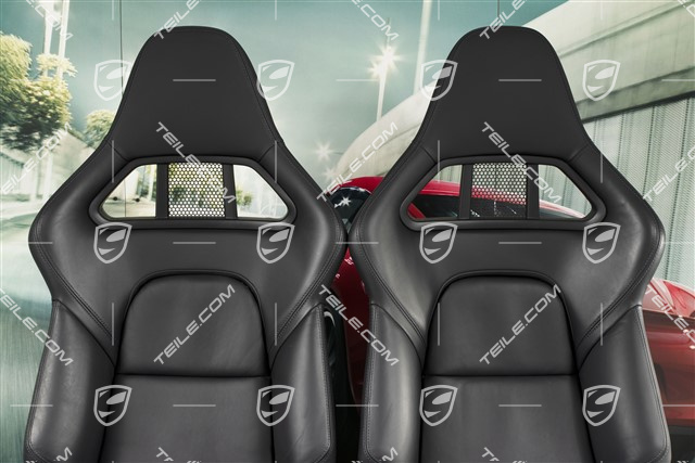 Bucket seats, collapsible, heating, leather, black, L+R
