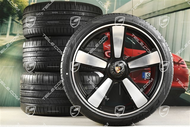 20-inch + 21-inch Sport Classic summer wheel set, rims 9,5J x 20 ET44 + 12J x 21 ET70 + Pirelli summer tyres 255/35 R20 + 315/30 R21, black high gloss