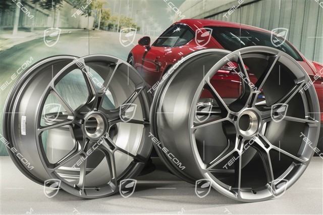 20"+21" GT3 Felgen Satz, 9,5J x 20 ET46 + 12J x 21 ET45, in Darksilver