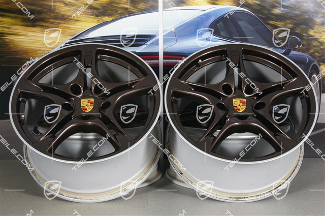 18" Komplet felg Cayman S II (Facelift), Macadamia metalic, 8 J x 18 ET 57 + 9 J x 18 ET 43
