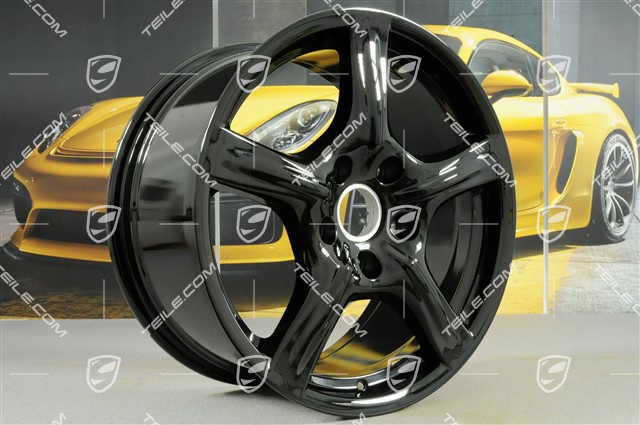 18" Komplet felg Panamera, 8J x 18 ET59 + 9J x 18 ET53, czarny wysoki połysk