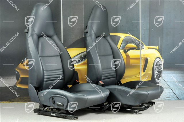 Seats, manual adjustable, leather, Metropole blue, set (L+R)