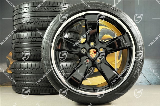 20" Sport Classic Sommerräder Satz, Schwarz hochglanz, Felgen 9,5J x 20 ET65 + 11,5 x 20 ET63 + NEUE Michelin Sommerreifen 255/40 ZR20 + 295/35 ZR20, mit RDK-Sensor