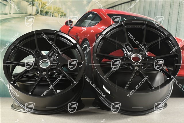 20"+21" 911 zestaw felg lekkiej konstrukcji Carrera, felgi 8,5J x 20 ET50 + 11,5J x 21 ET67, bez opon, czarny satynowy półmat