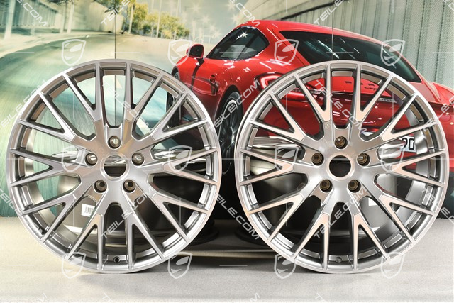 21" Felgensatz Panamera Exclusive Design, 9,5J x 21 ET71 + 11,5J x 21 ET69, Platinsilber-Metallic