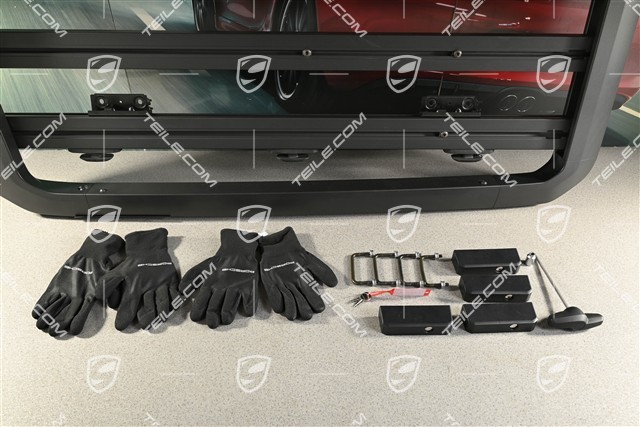 Roof rack, base bars, aluminium and plastic, powder-coated in matt black