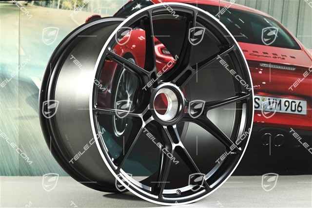 21" GT3 Felge, 12J x 21 ET45, Schwarz Seidenmatt + Felgenrand in Weiß