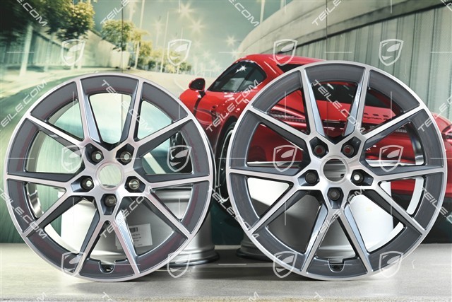 20+21-inch Carrera S wheel rim set, 8,5J x20 ET50 + 11,5J x 21 ET79, Wanadium Grey