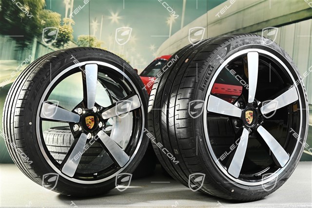 20-inch + 21-inch Turbo Exclusive Design summer wheel set, rims 9,5J x 20 ET44 + 12J x 21 ET70 + Pirelli summer tyres 255/35 R20 + 315/30 R21, black high gloss