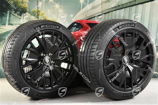 20-inch Turbo S Aero Design summer wheel set, rims 9J x 20 ET54 + 11J x 20 ET60, NEW Michelin summer tyres 245/45 R20 + 285/40 R20, in black satin-mat