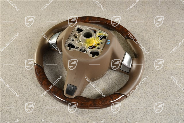 Multifunction steering wheel, heated,  Leather Espresso finished with mahogany wood