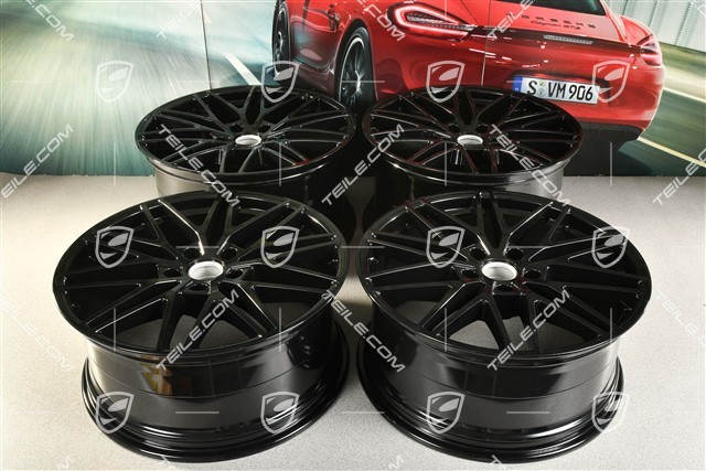 21-inch wheel rim set Cayenne RS Spyder Design, 11J x 21 ET58 + 9,5J x 21 ET46, black high gloss